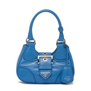 NWT Prada Re-Edition 2002 Moon Bag Nappa Padded Leather In Blue